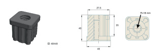 748 Резьбовая заглушка профиля под опору (квадрат) 40x40