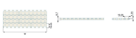 Модульная лента Holzer 5935 Perforation шаг 19.05 мм, толщина 8.5 мм, открытость 6%, POM, кор цвет