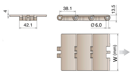 Пластинчатая цепь 820-600 (ширина 152.4 мм)