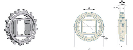 Звезда для ленты Holzer 2520 25.4 мм (Z12 d 99) отверстие квадрат 40x40