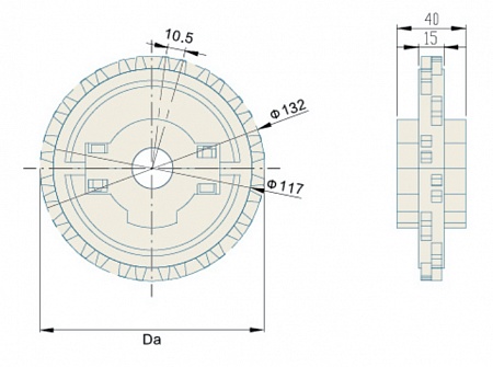 Звезда для ленты Holzer 1000 разборная 25.4 мм (Z16 d 130) отверстие круг 40 мм 