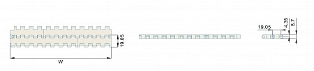 Модульная лента Holzer 5935 Flat Top шаг 19.05 мм, толщина 8.7 мм, открытость 0%, POM, коричнев цвет