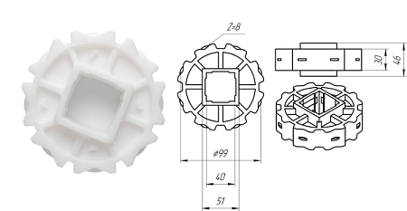 Звезда для ленты Holzer 2520 25.4 мм (Z12 d 99) отверстие квадрат 40x40