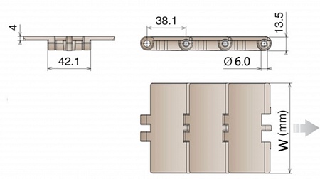 Пластинчатая цепь 820-450 (ширина 114.3 мм)