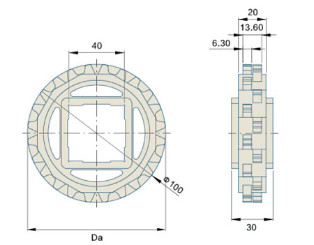 Звезда для ленты Holzer 2520 25.4 мм (Z12 d 99) отверстие квадрат 40x40